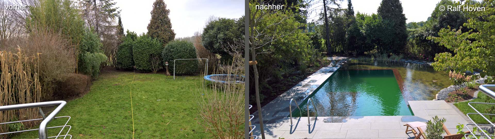 Gartengestaltung Frechen Königsdorf, Wasserbecken, Staudenbeete, modern